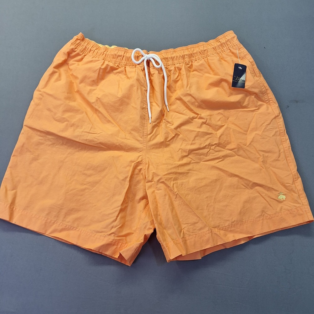 Brooks Brothers 346 Mens XL Orange Swim Trunks Drawstring Mesh Lined 7in Inseam